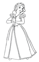 historically accurate Snow White blue and yellow gown coloring page