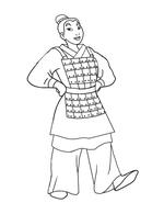 Coloring page of a historical Mulan from the Northern Wei Dynasty