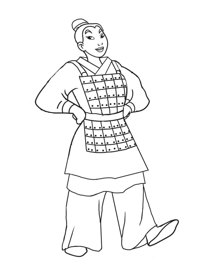 Mulan's soldier outfit. Maybe I should have put shoulder armor on? I just didn't know how to draw it's attachments!