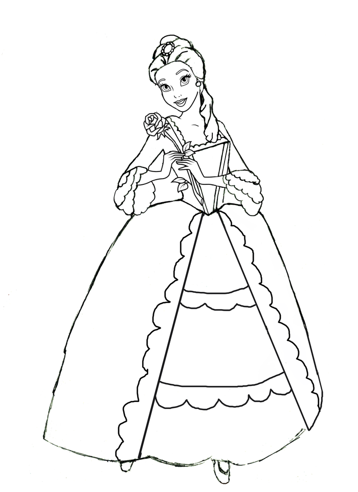 Three years after the original post, I realized my Belle's gown was not really accurate. So, I redrew it!
