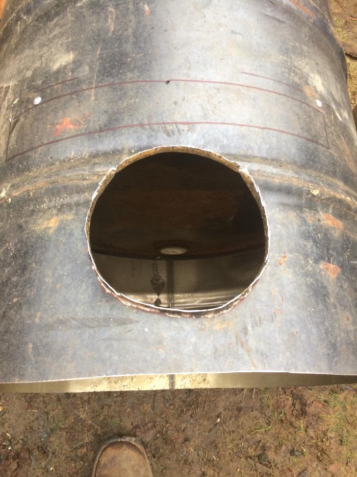 looking down the exhaust tube