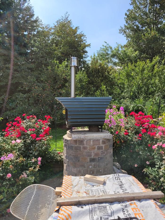 Many bright beautiful flowers, a double barrel rocket oven and more flowers