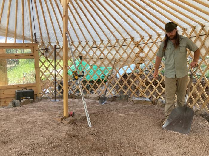 Inside the yurt