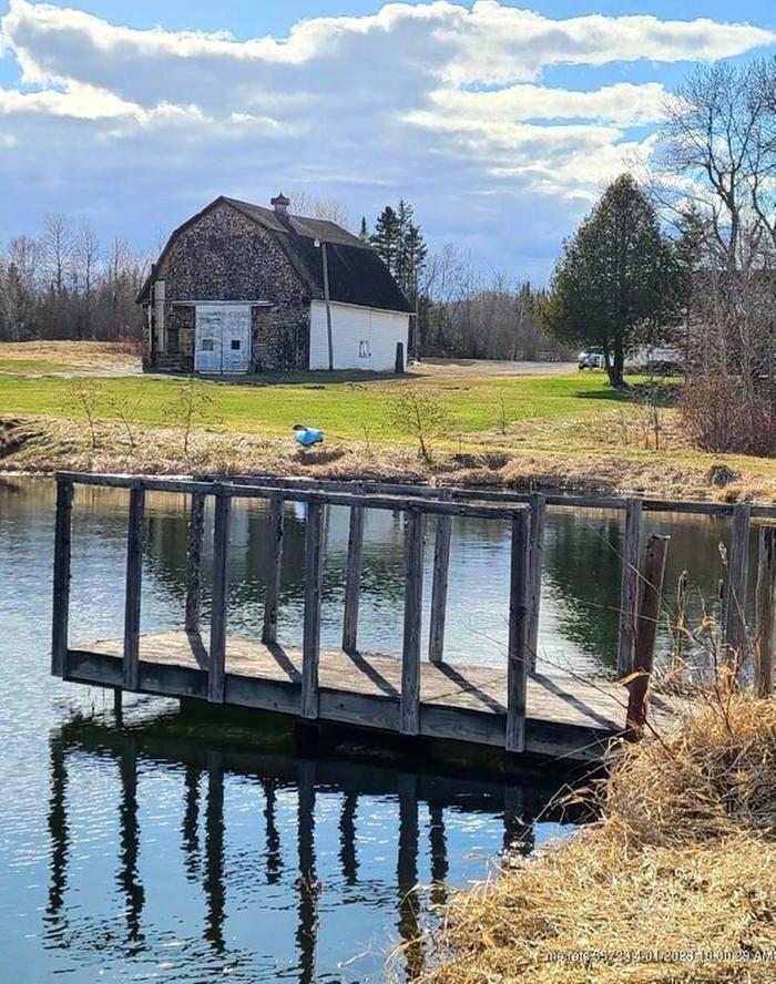 pond and barn