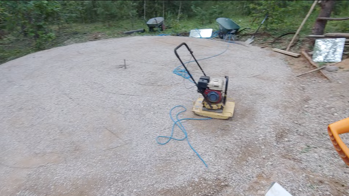 Laid and compacted pebbles