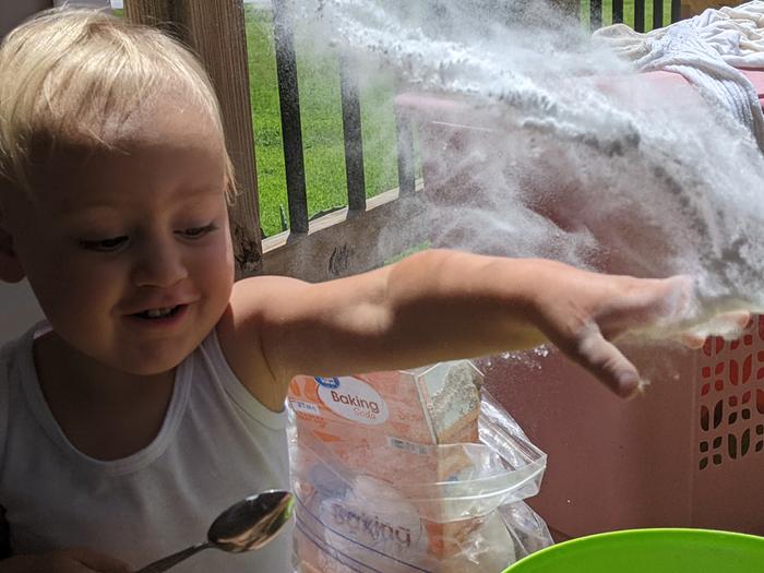 A handful of baking soda comes my way
