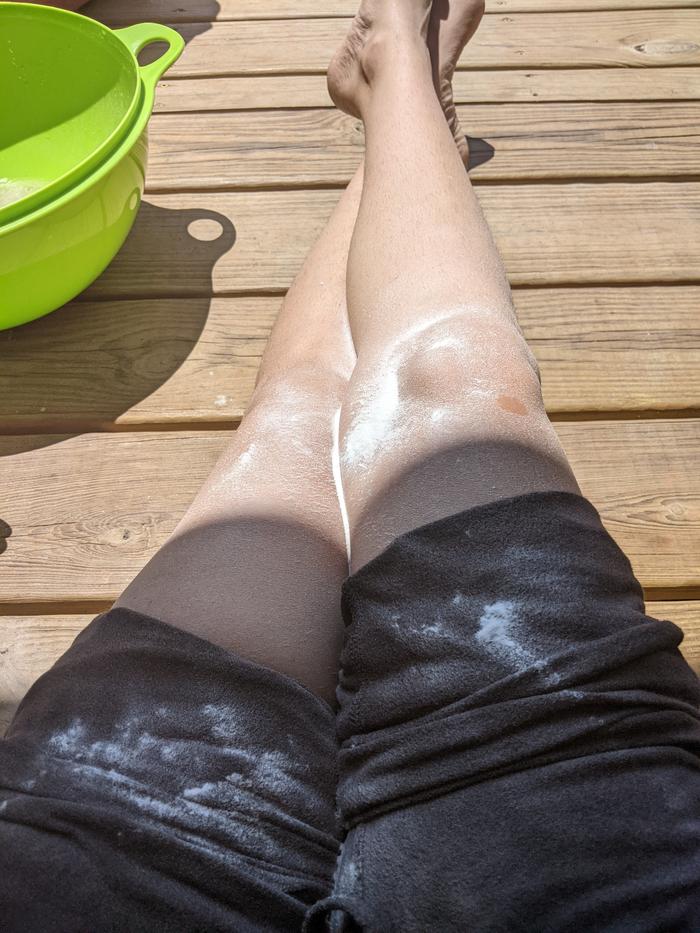 Most of it landed on my legs