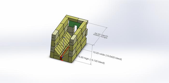 RMH fire core assembly with dimensions