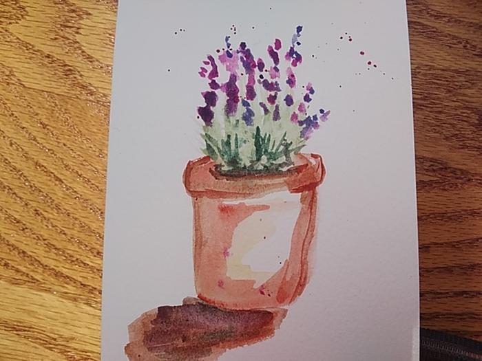 It was supposed to be a pot of lavender. Painting from imagination is hard.