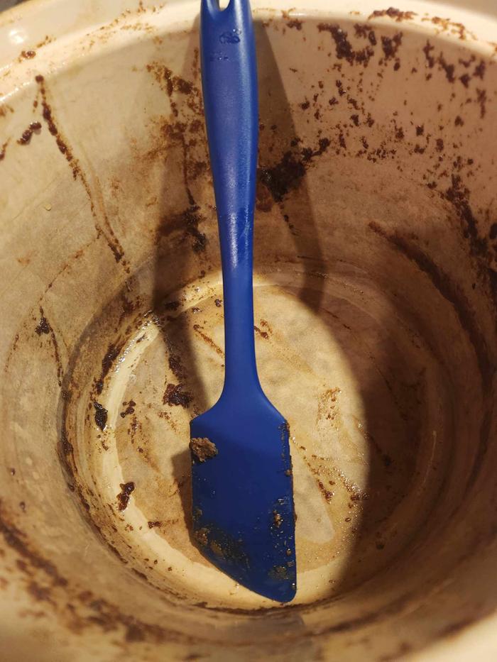 Separation of glycerine & solids in crockpot & on silicone scraper