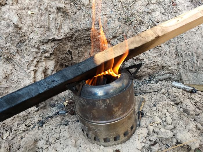 Trying camp stove initially... about 5x less effective than the hat