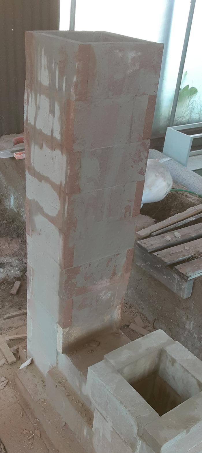 Tall heat riser of an RMH in progress