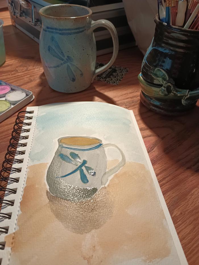 lovely watercolor of dragonfly mug