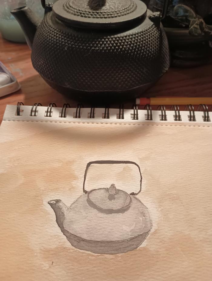 water color of cast iron kettle