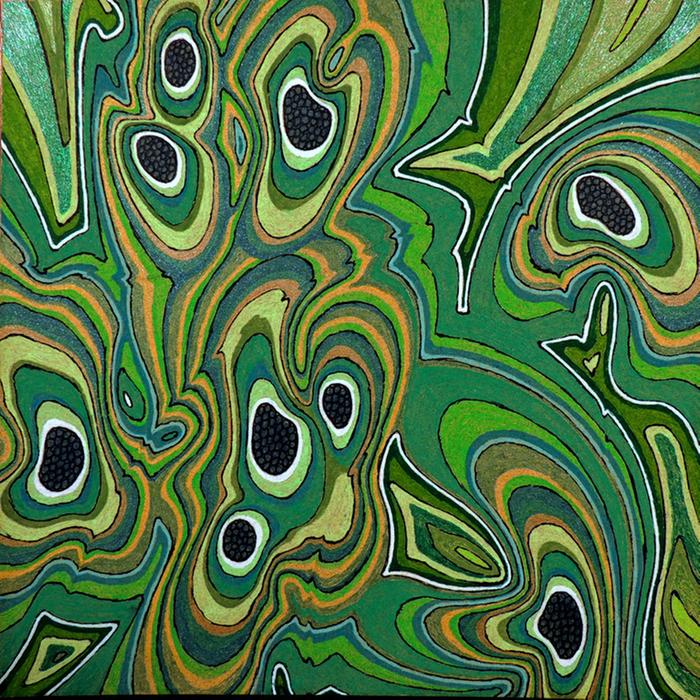 green drawing of flowing layers