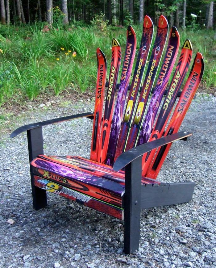 Adirondack chair made from skis