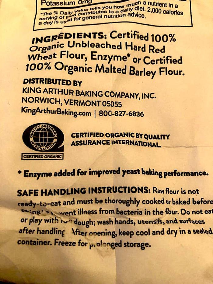 label on a flour bag