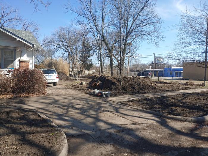 bare soil after grading to hold rain water