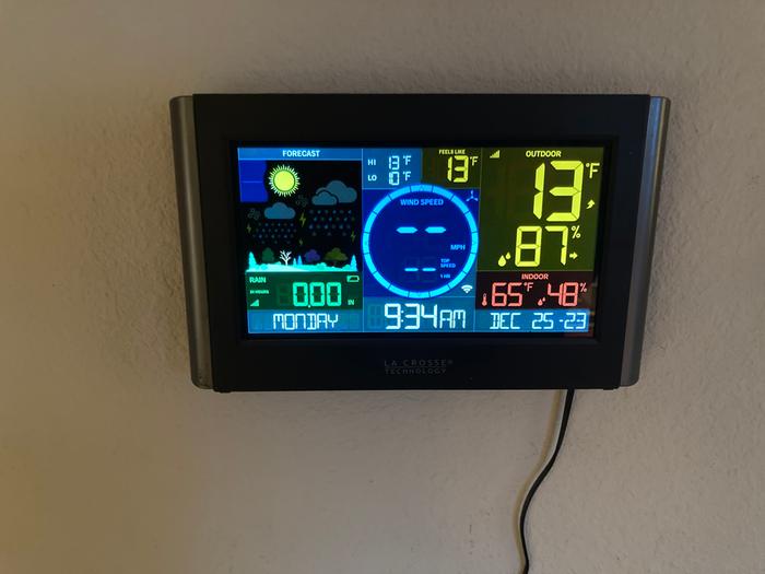 13 degrees outside and a lot of humidity according to this weather station