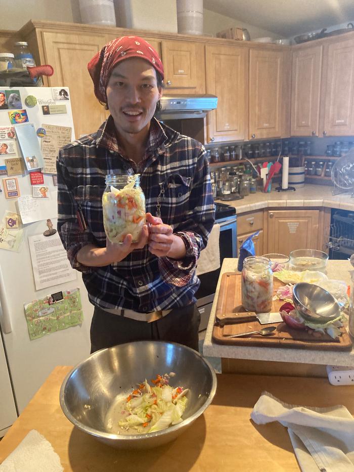 Napa cabbage white kimchi chicken 
