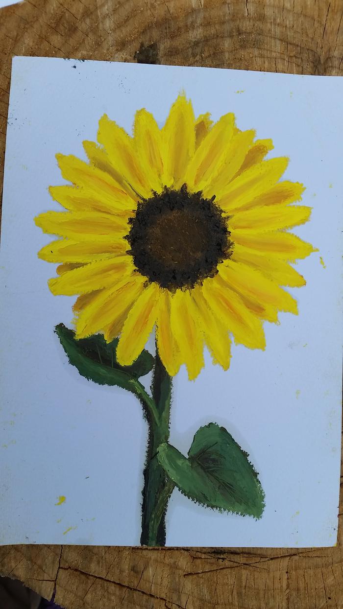 My sunflower, painted without stink--no solvents used in painting or cleaning up.