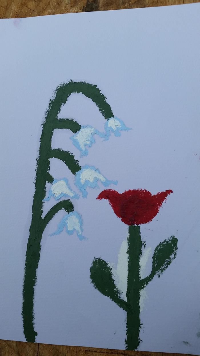 My daughter's lily of the valley and rose painting. 