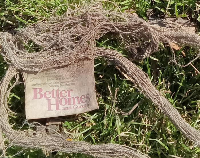 Leftover of cotton fabric in soil