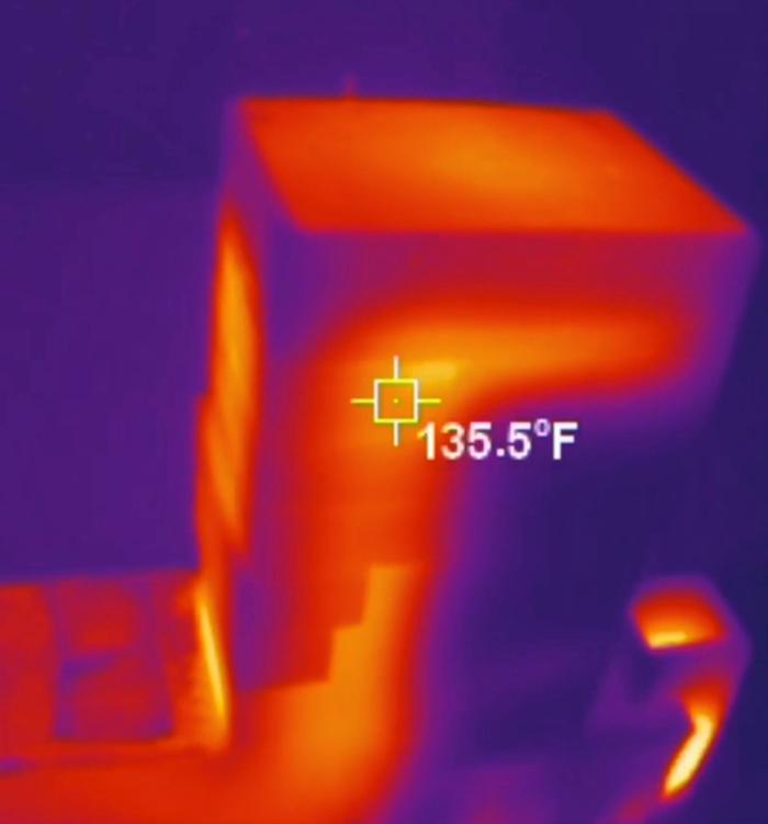 thermal image of rocket mass heater temperature