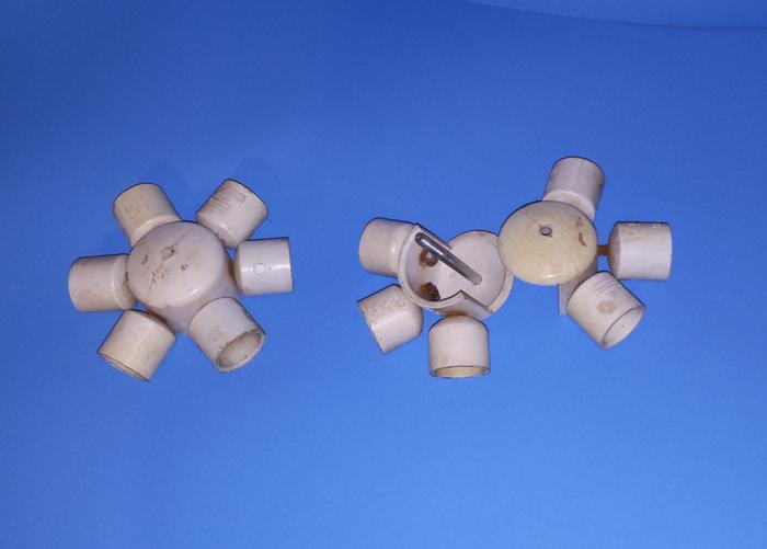 dome hubs made of PVC fittings