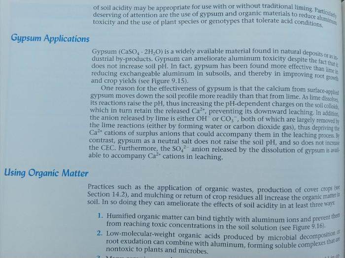 R. Weil textbook gypsum to combat Al toxicity