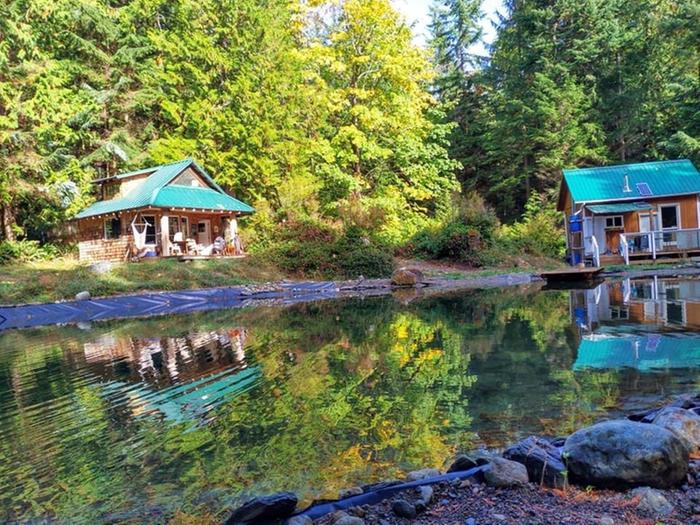 houses and crystal clear lake