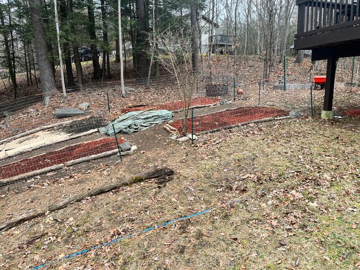 Facing north with the fence and almost done mulching