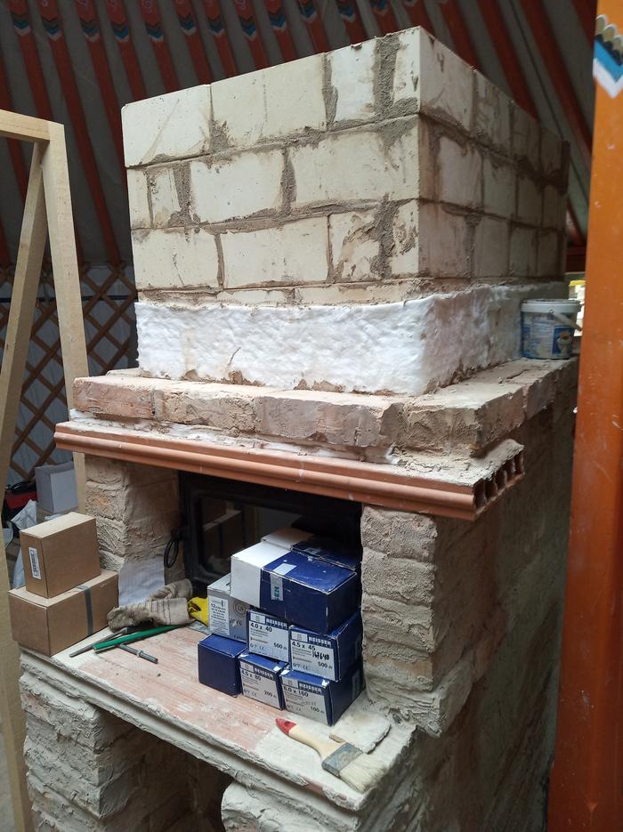 I also mortared kaowool in between the firebrick and the brick layers of the upper bell.