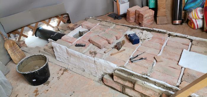 Here the outer layer of the bench is started as well.