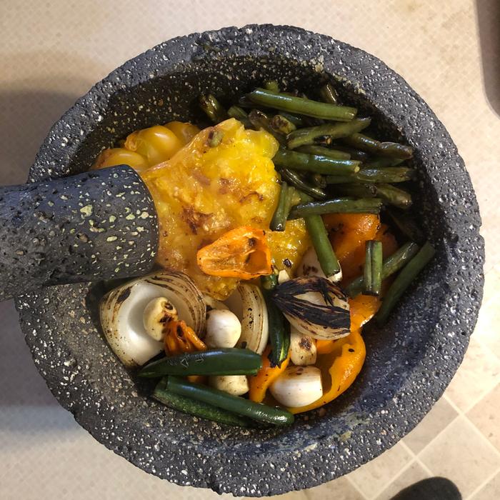 molcajete loaded with ingredients