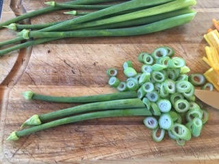 Juicy onion scapes