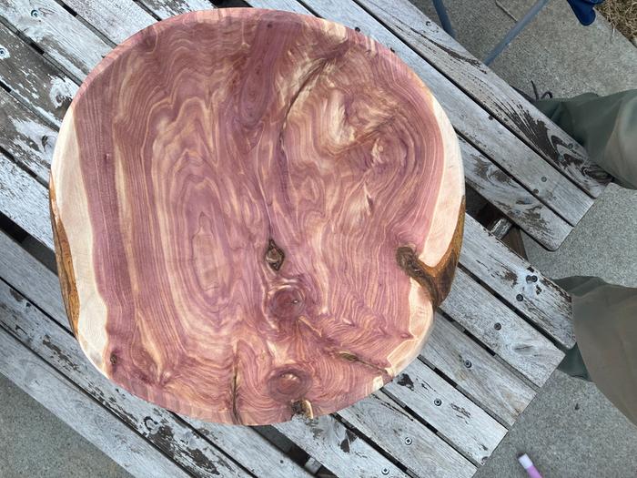 bowl made from eastern red cedar damaged by a storm