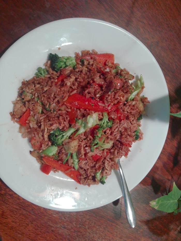 permaculture dinner with brocoli and rice