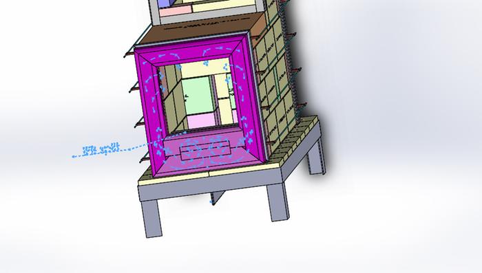 Showing general airflow expected, less doors and protective inside fire brick