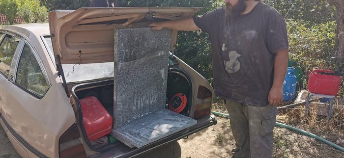 unloading the granite