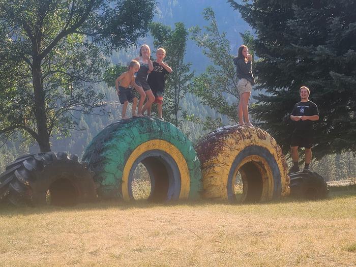 My kids play on tires at the park in Alberton. So unplugged that they found lots of other stuff to do