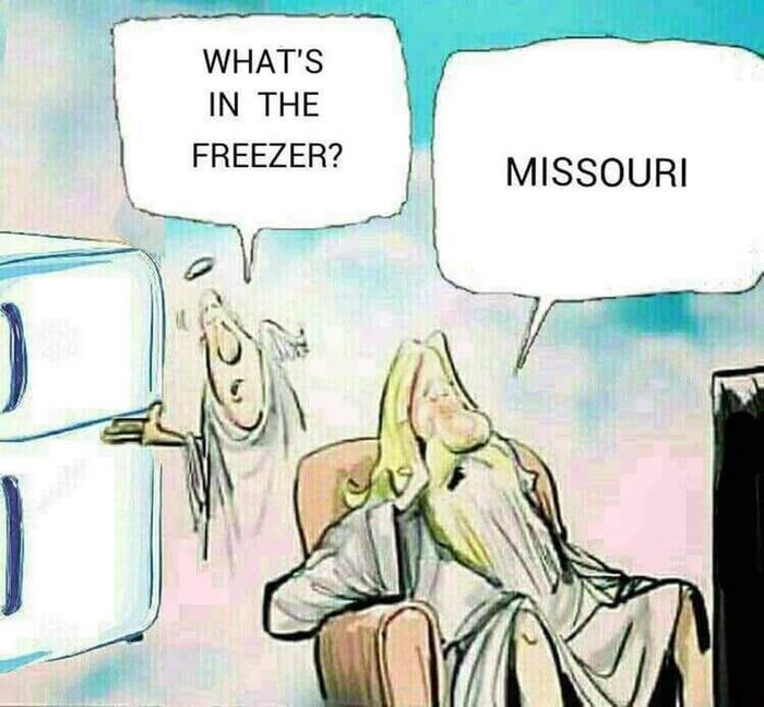 Cartoon Missouri in the freezer