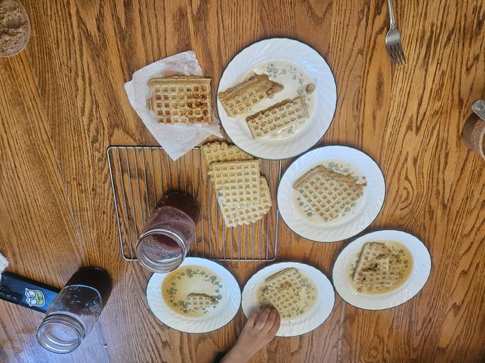 Waffles with spruce tip syrup x6