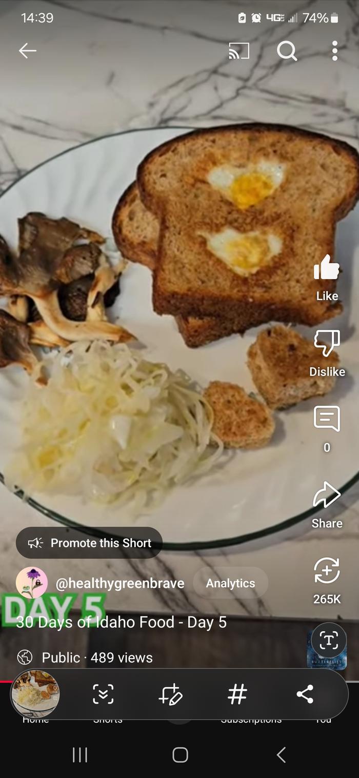 Toad in a hole with fried mushrooms and sauerkraut 