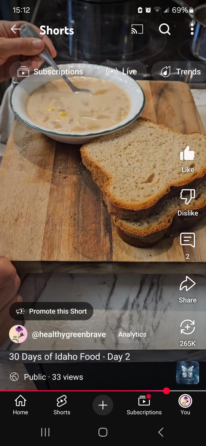 Corn chowder and bread