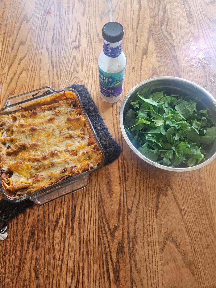 Enchiladas and salad