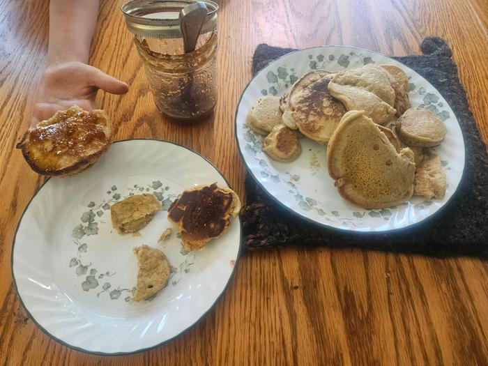 Pancakes and applesauce