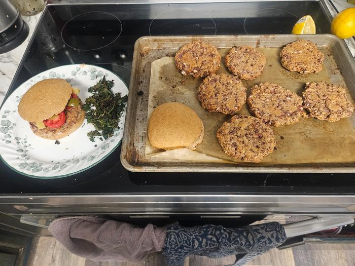 Finished patties, one plate ready