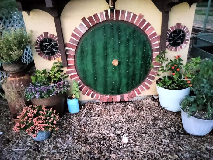 Hobbit door on the greenhouse 