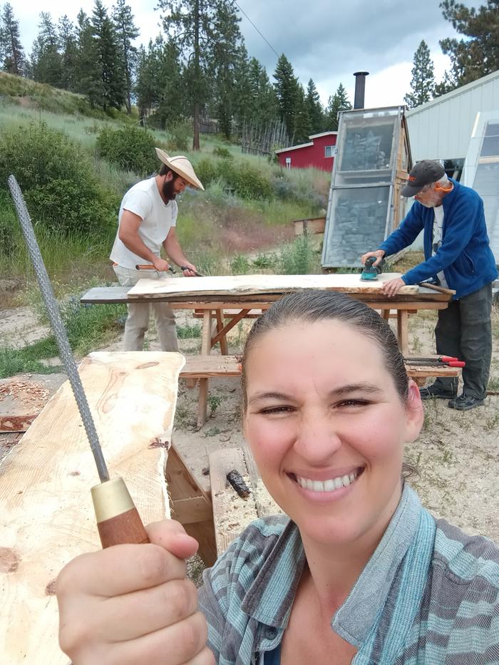 CQ, Ben and Roger sanding and rasping